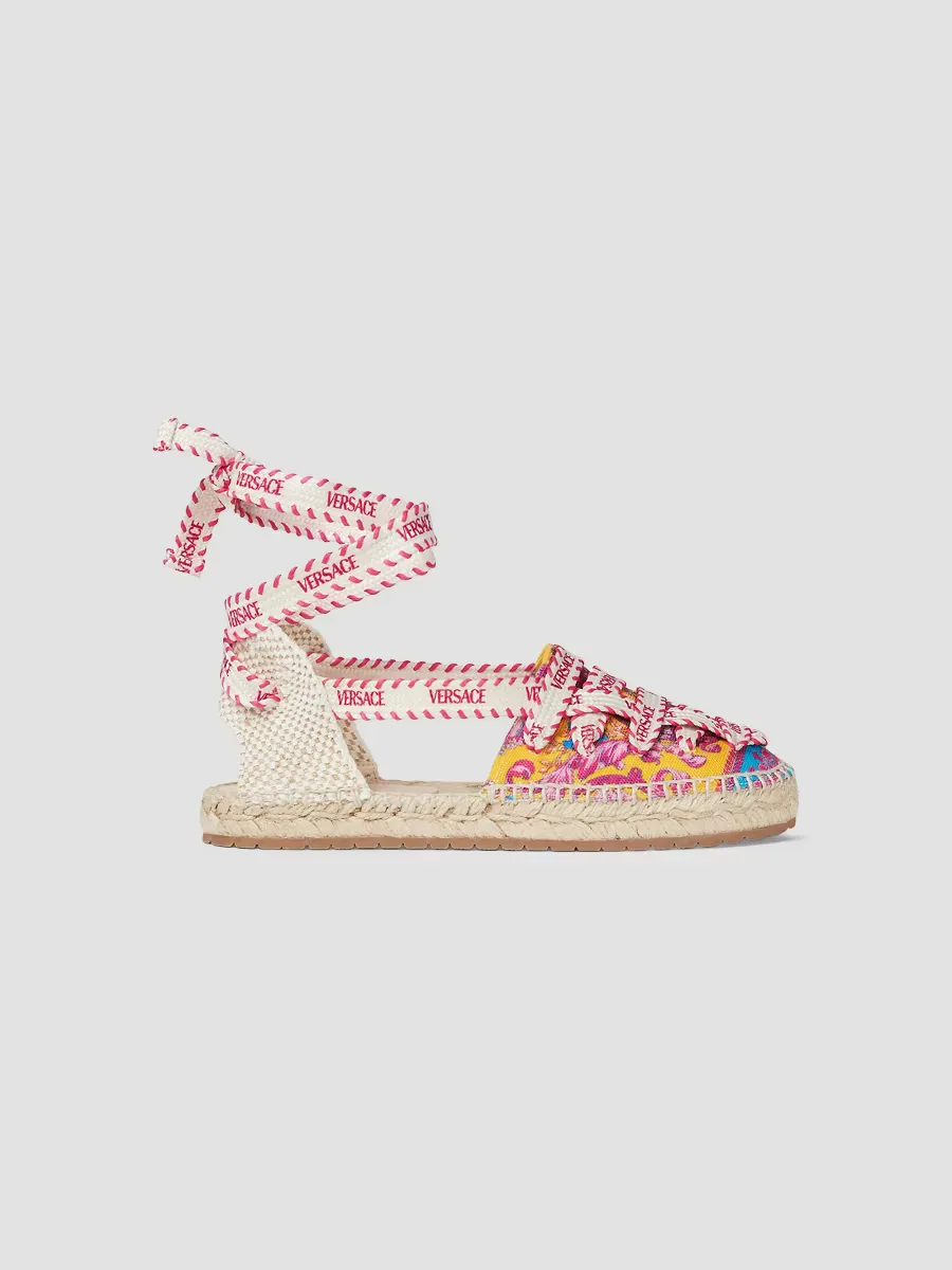 Barocco-Print Canvas Espadrilles by Versace