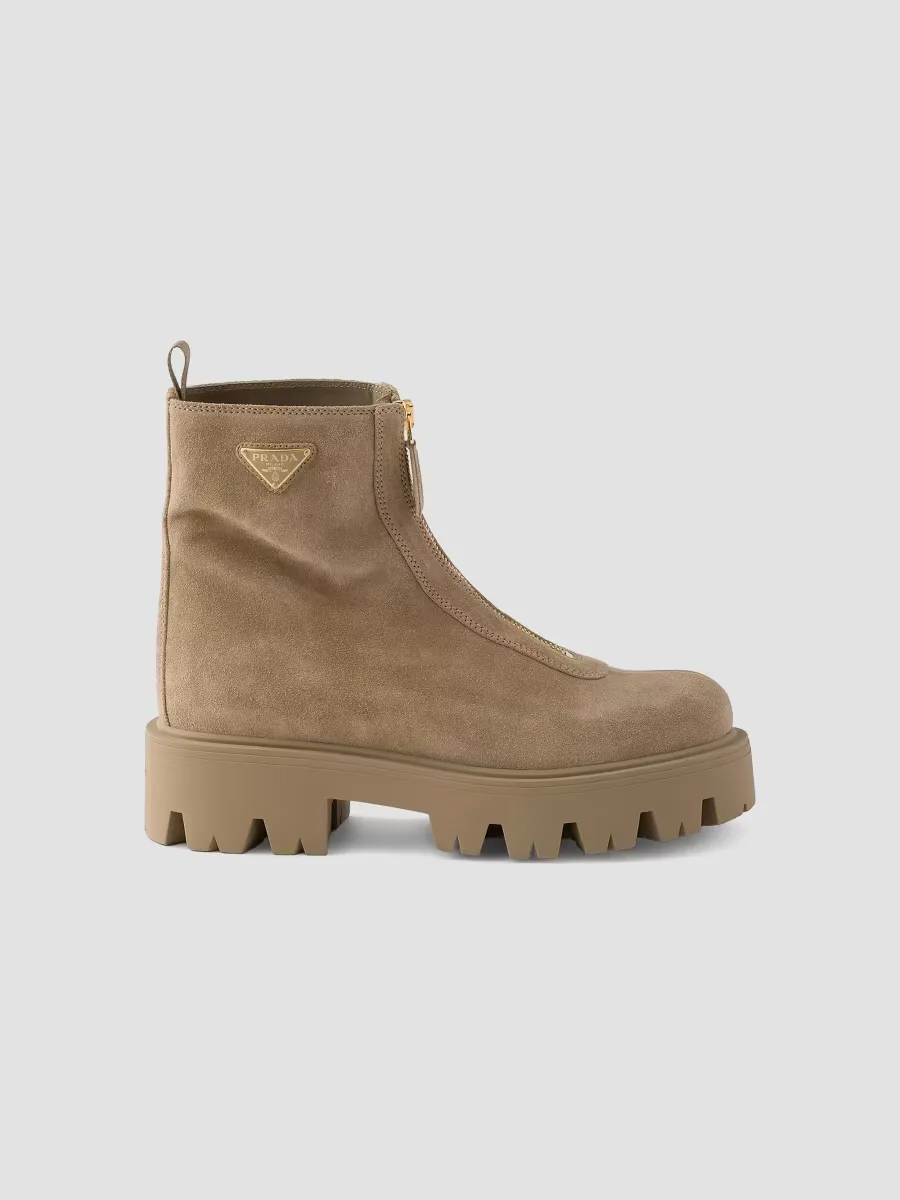 Suede Booties with Zip