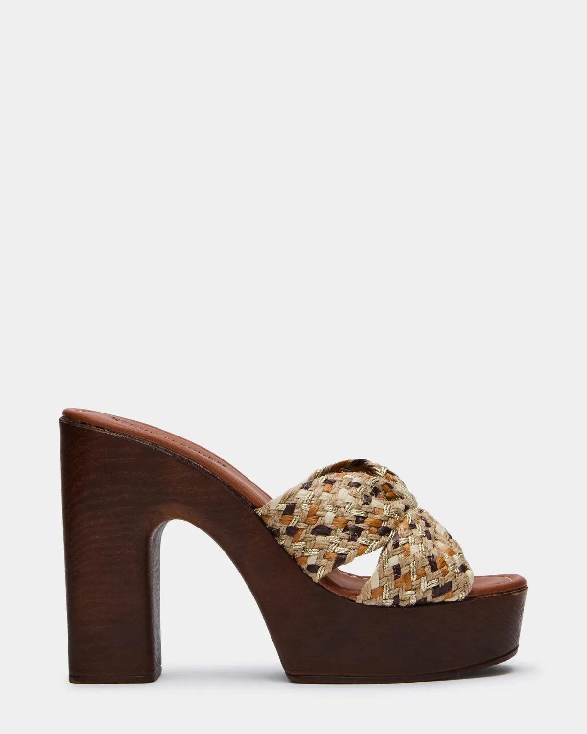 Dotti Block Heel Sandals - Raffia Multi - Leather