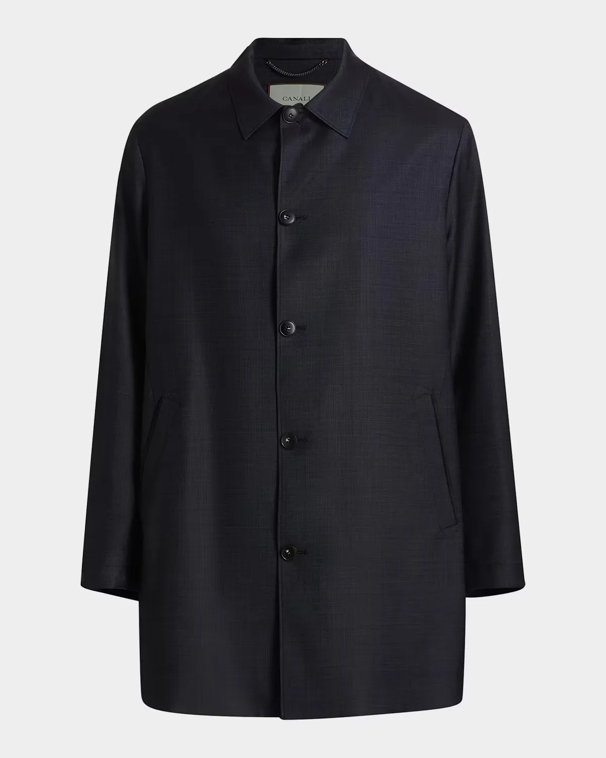 Wool Denim-Textured Overcoat