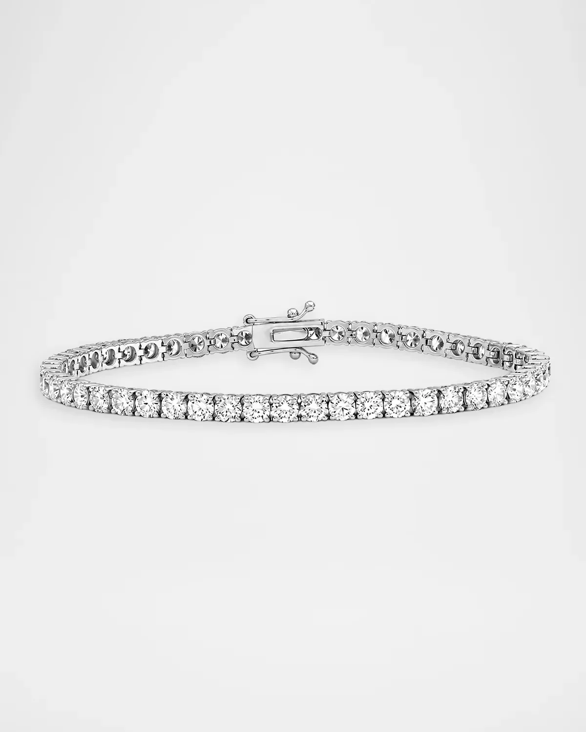 Lab-Grown Diamond 18K White Gold Prong-Set Tennis Bracelet, 7.0tcw