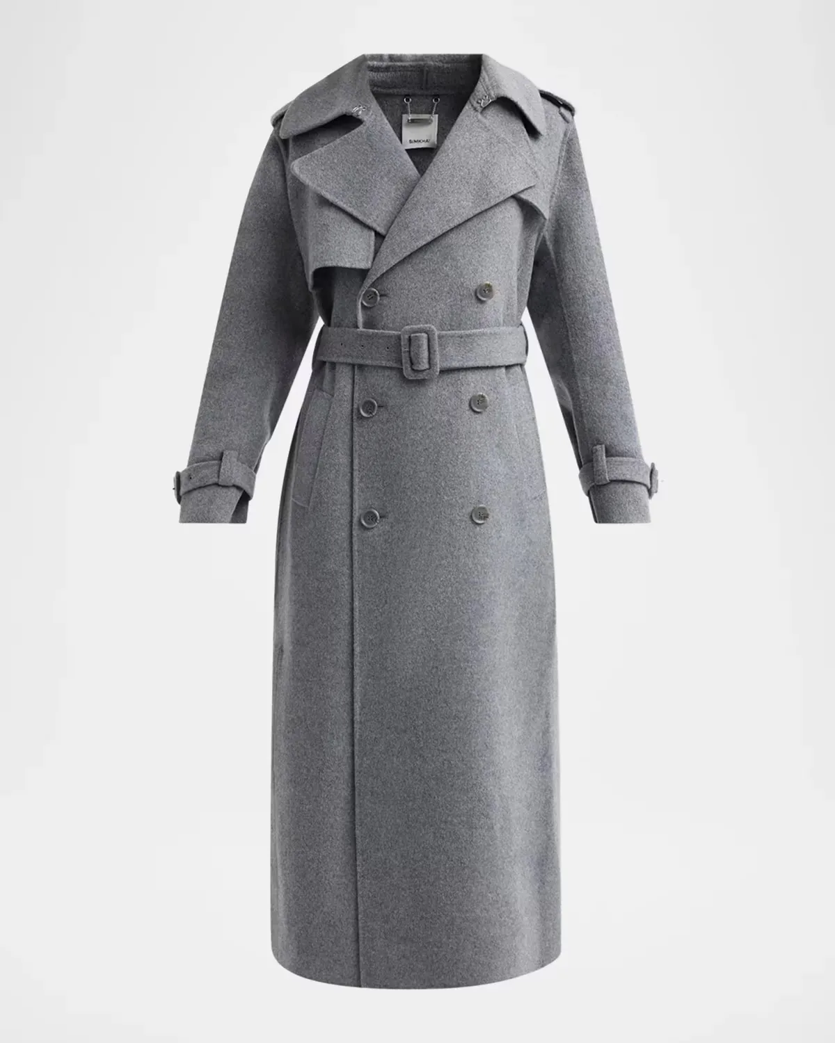 Rumi Belted Wool-Blend Double-Breasted Long Coat