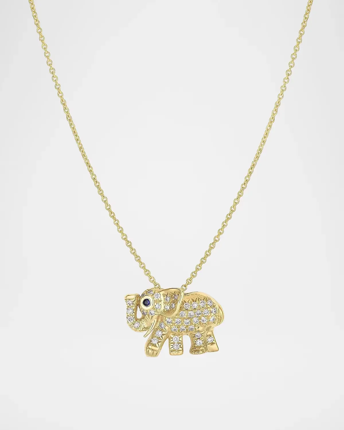 Tiny Treasures 18K Gold, Diamond and Blue Sapphire Elephant Necklace by Roberto Coin