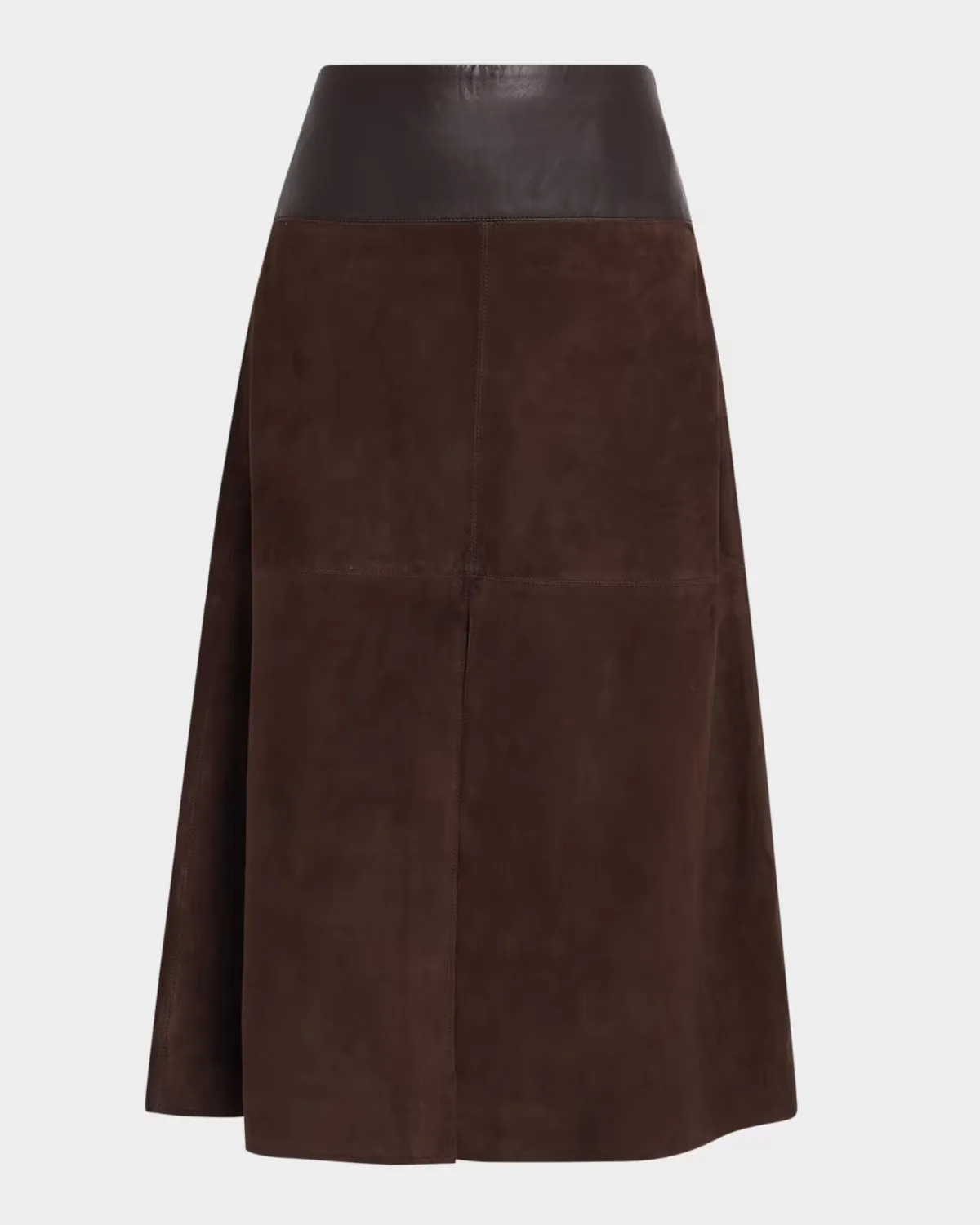 Hudson Suede Leather Combo Midi Skirt