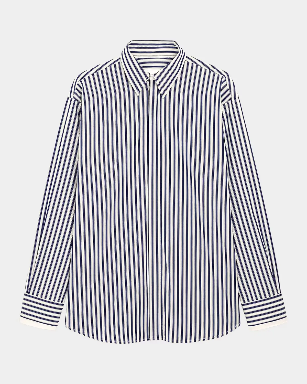 Striped Cotton Removable Collar Shirt