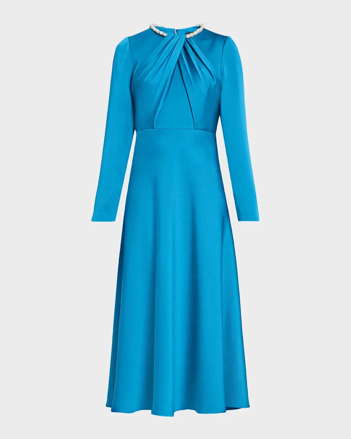 Crystal-Trim Crepe Back Satin Midi Dress