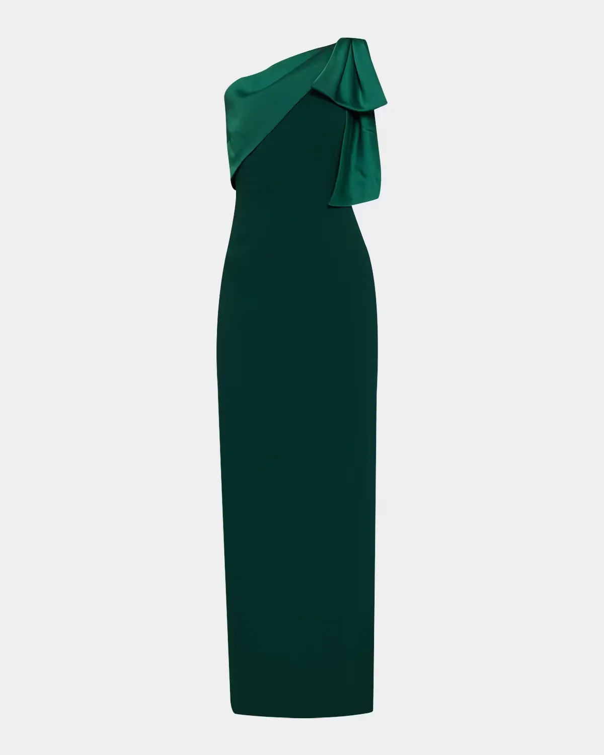Estrella Draped Bow One-Shoulder Gown