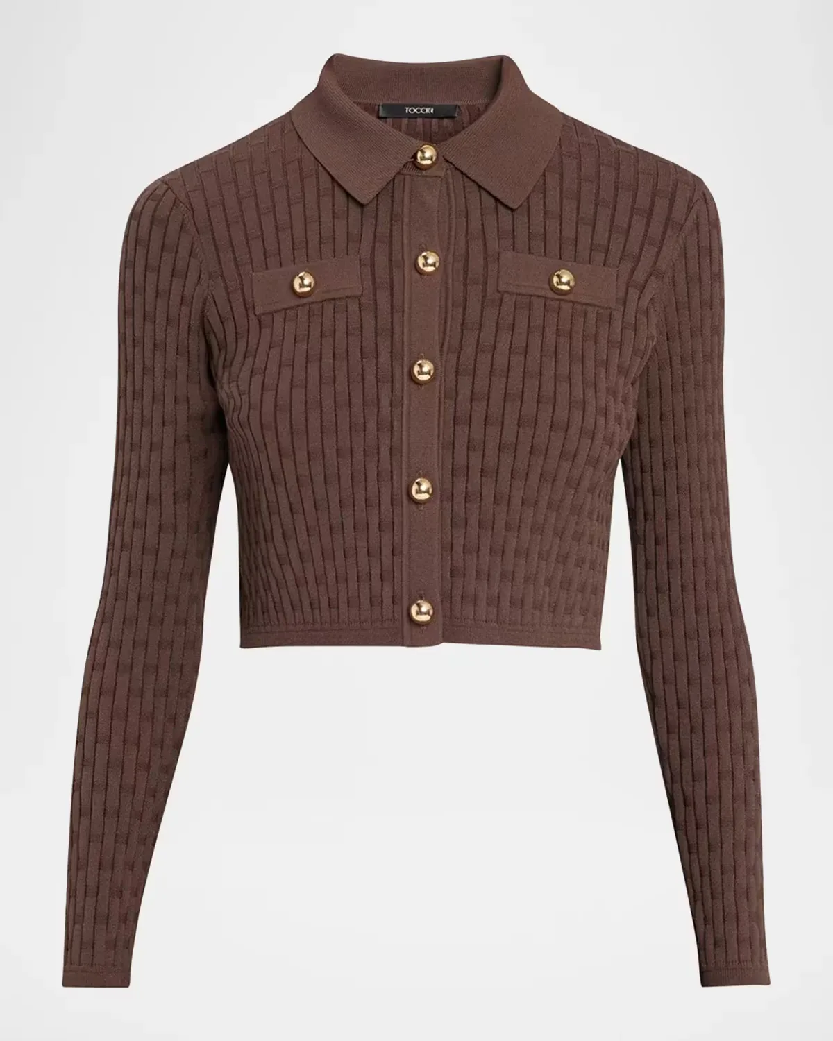 Posie Cropped Button-Front Knit Cardigan by Toccin