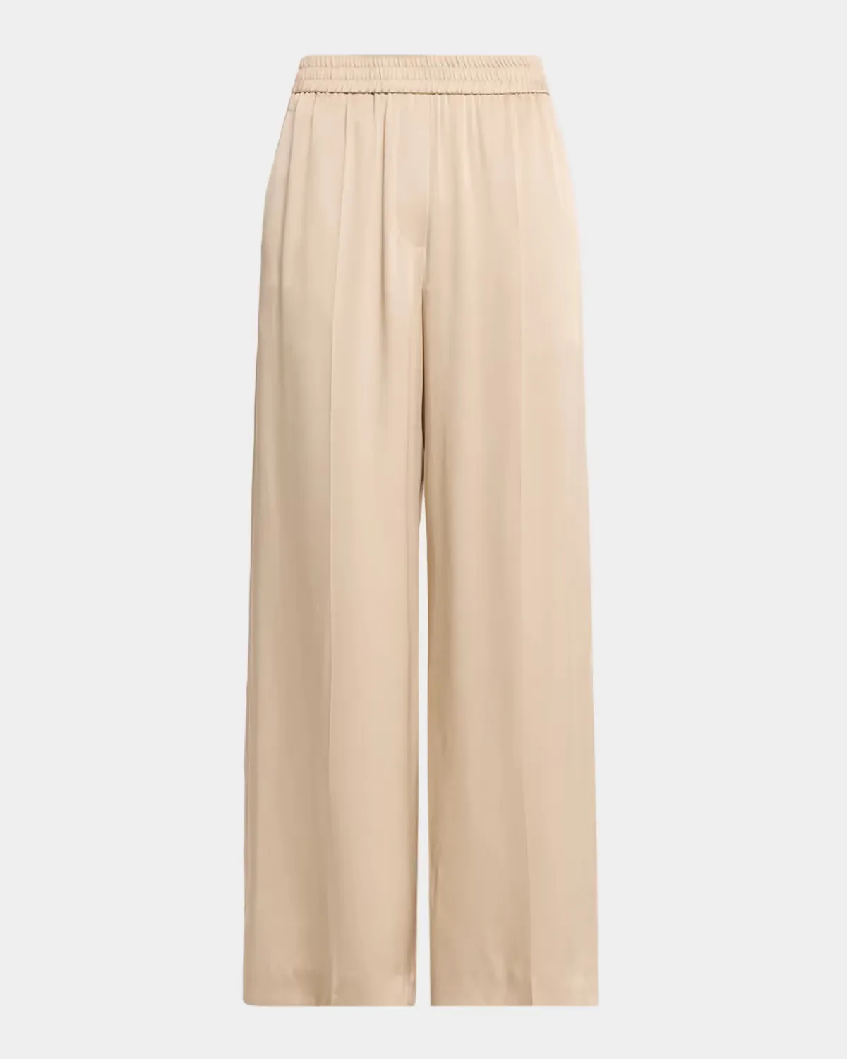 Fluid Silk Satin Loose Wide-Leg Track Pants