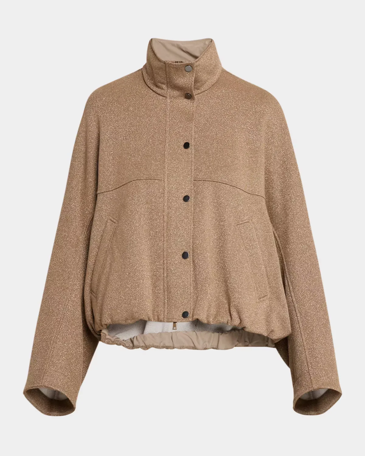 Sparkling Fleece Snap-Button Track Jacket by Brunello Cucinelli