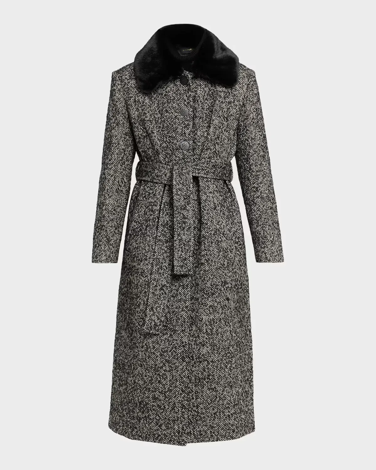 Gabriela Faux Fur-Collar Herringbone Coat by Kobi Halperin