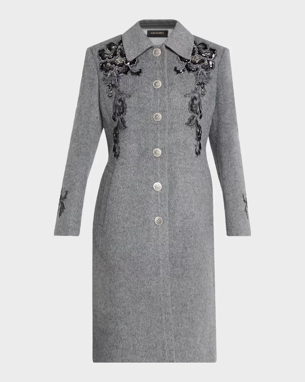 Lara Embroidered Wool-Silk Coat by Kobi Halperin