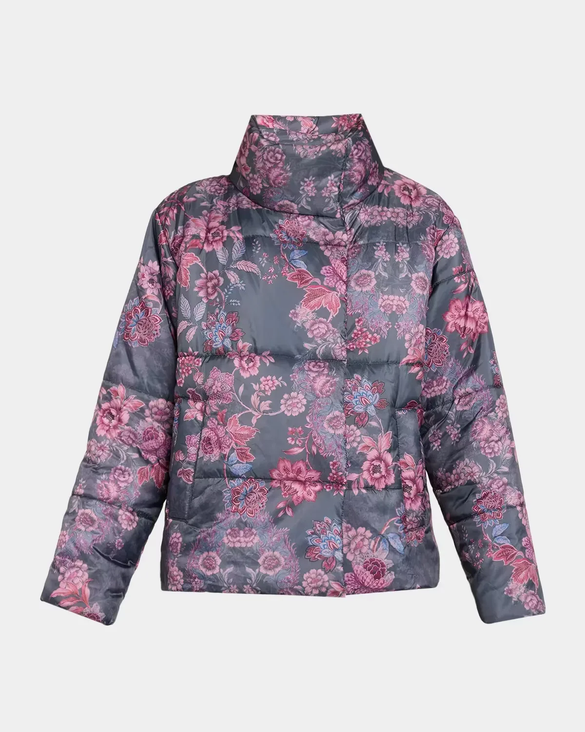 Quilted Floral-Print Puffer Jacket by Johnny Was