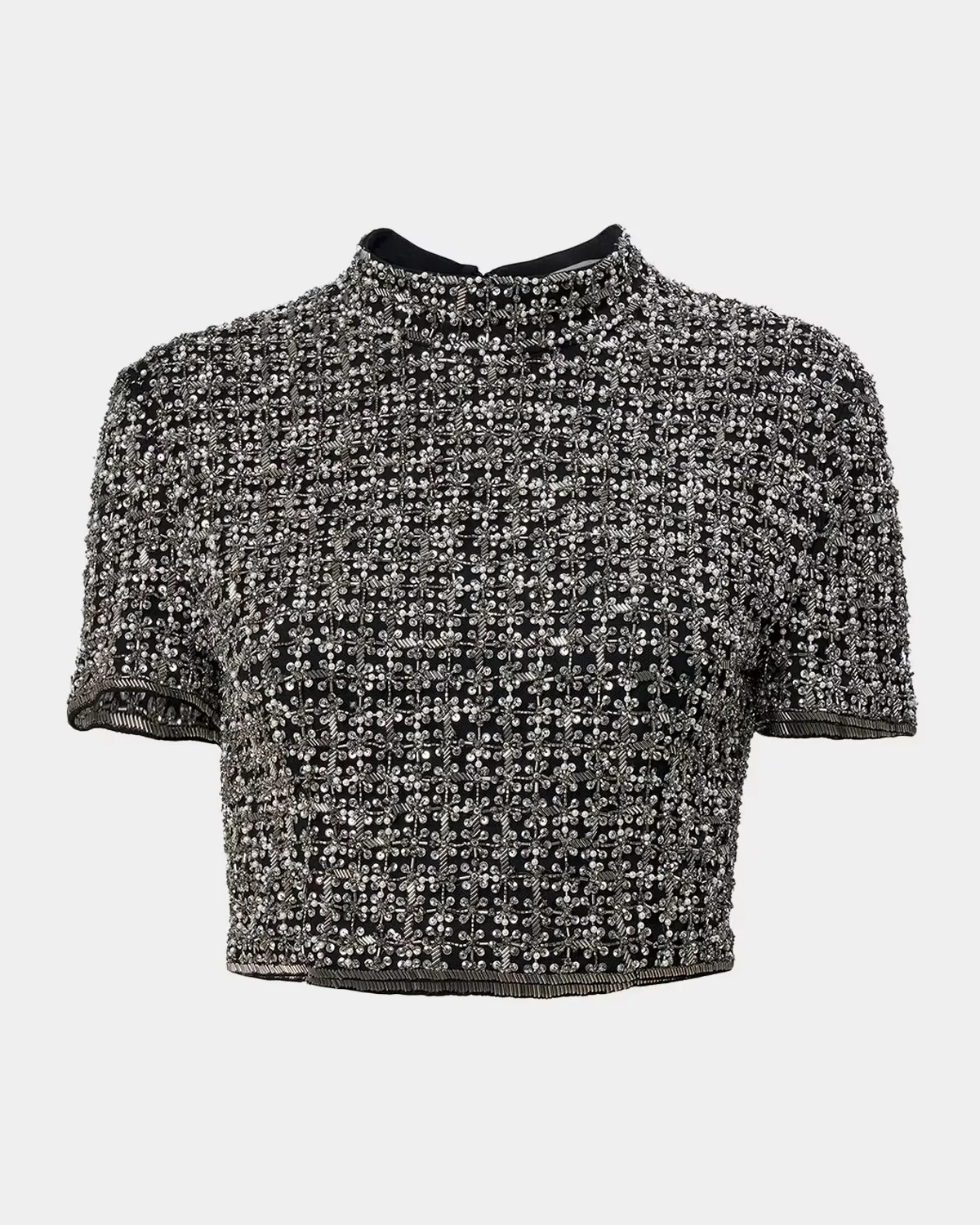 Embellished Cropped Mock-Neck Top by Carolina Herrera