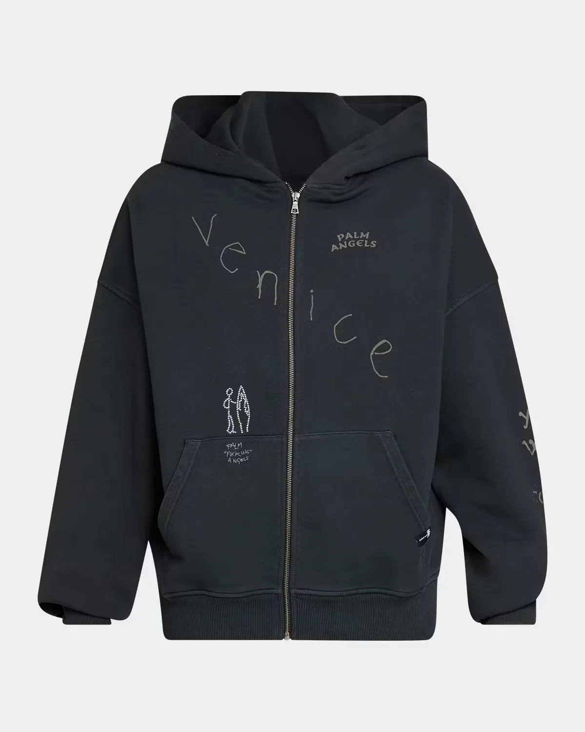 Surfer Dream Loose Zip-Front Hoodie by Palm Angels