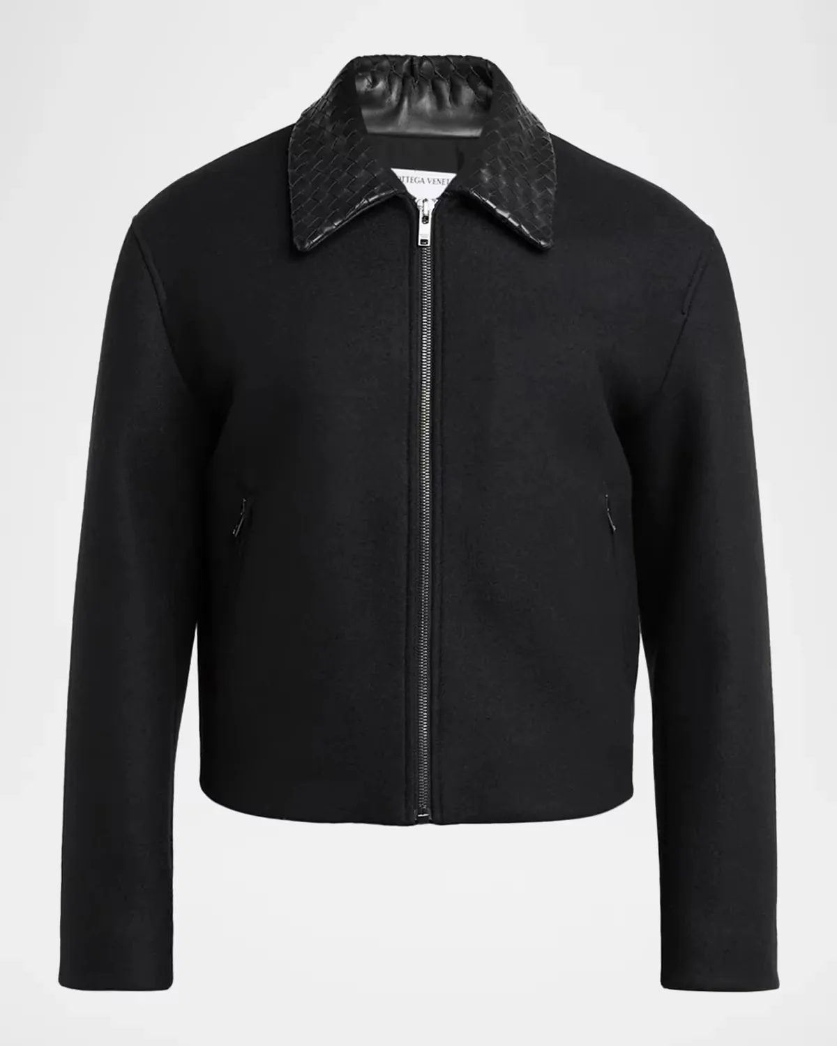 Splittable Wool Leather-Collar Blouson by Bottega Veneta