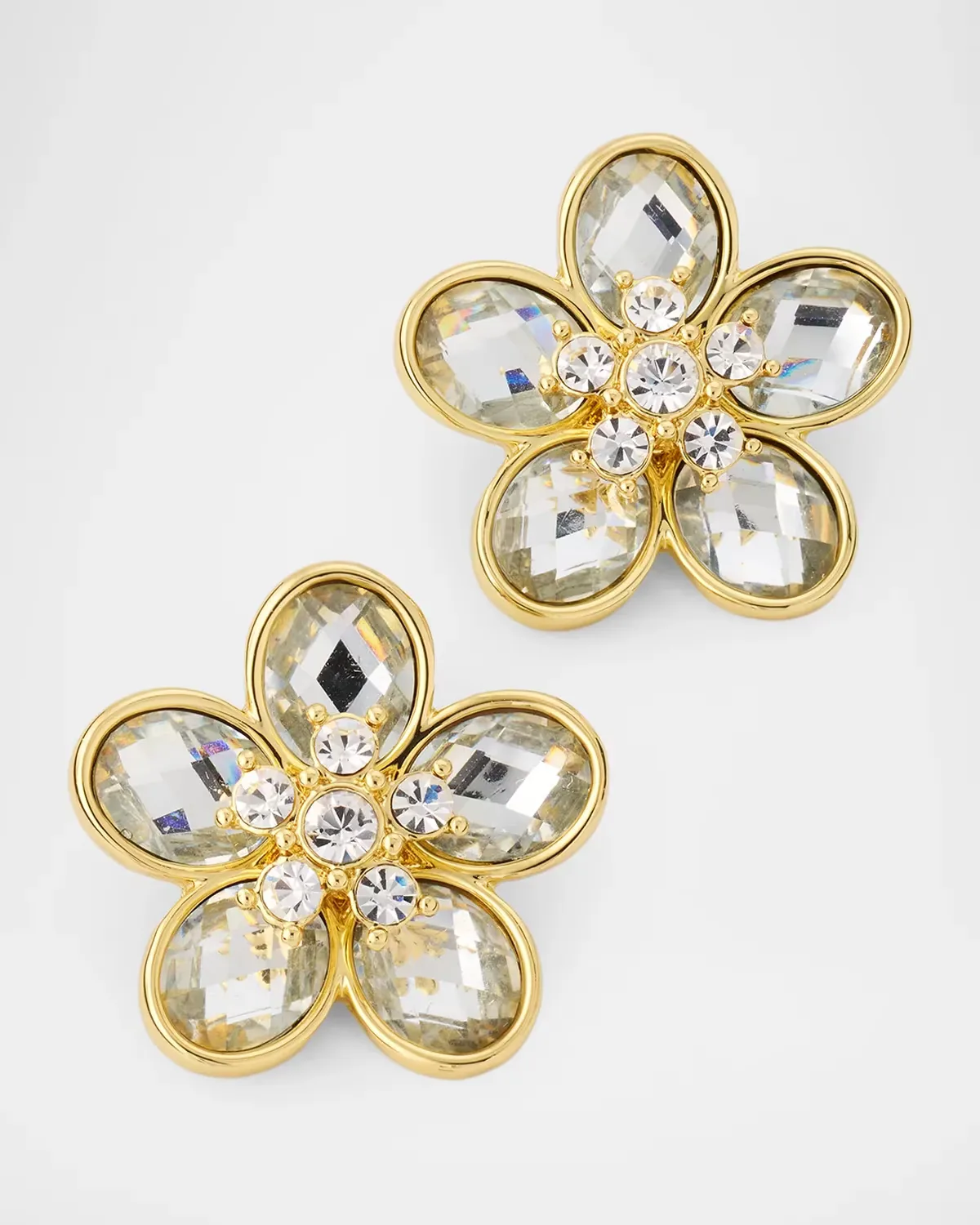 18K Gold-Plated and Crystal Stud Earrings by Kenneth Jay Lane