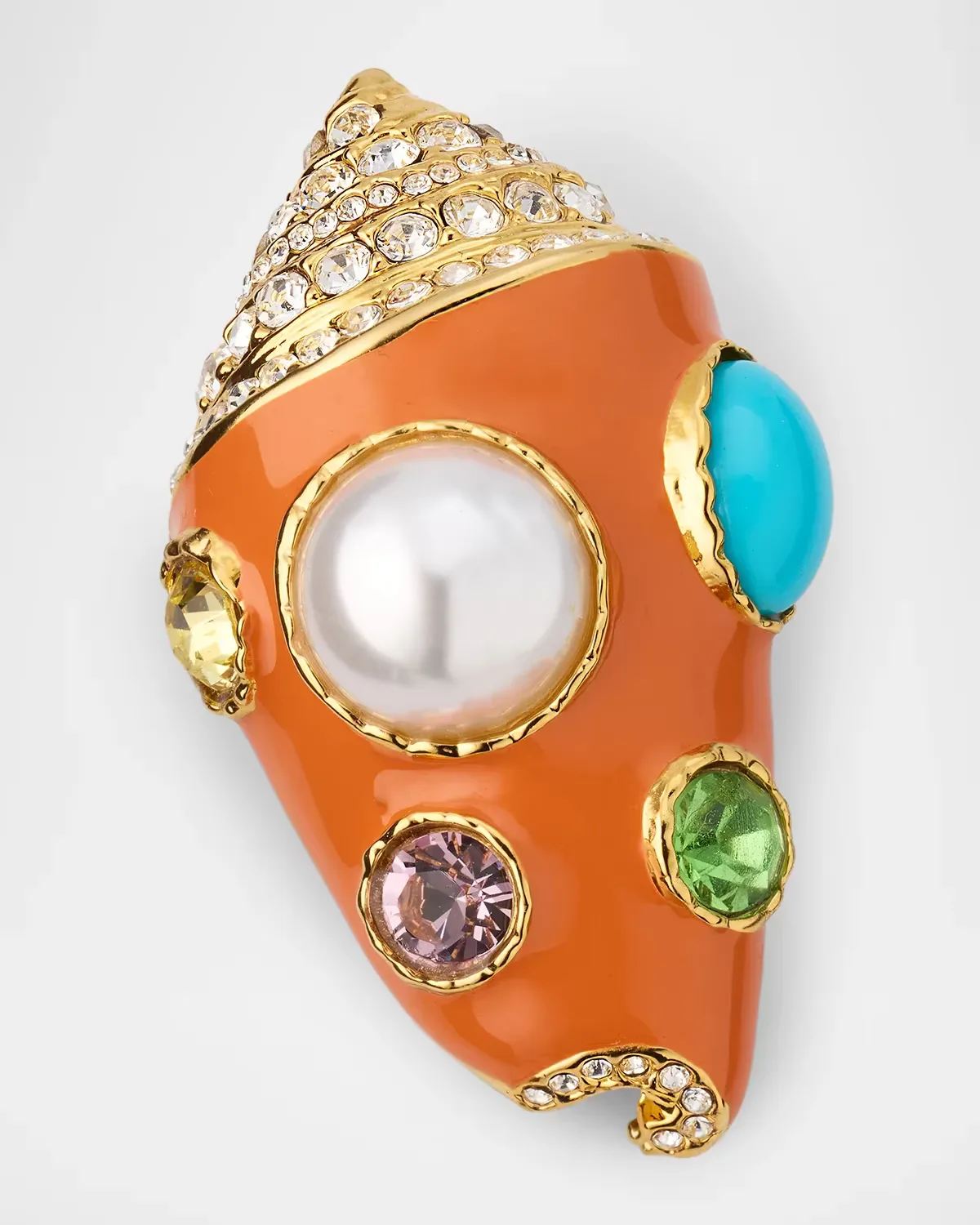 Coral Enamel Shell Pin