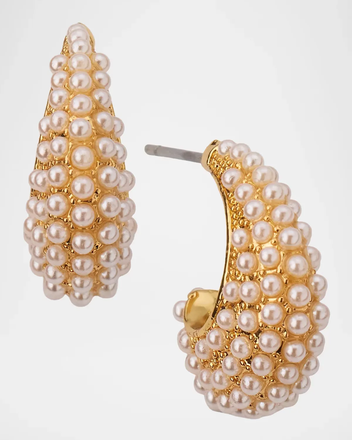 18K Gold-Plated and Imitation Pearl J Hoop Earrings