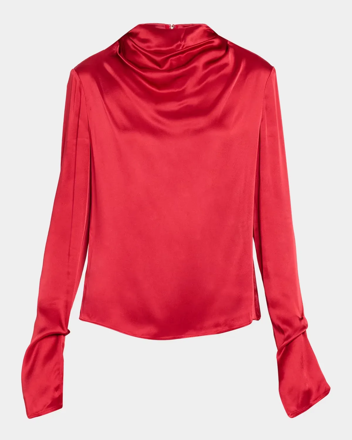 Satin Draped Neck Long-Sleeve Blouse by LAPOINTE
