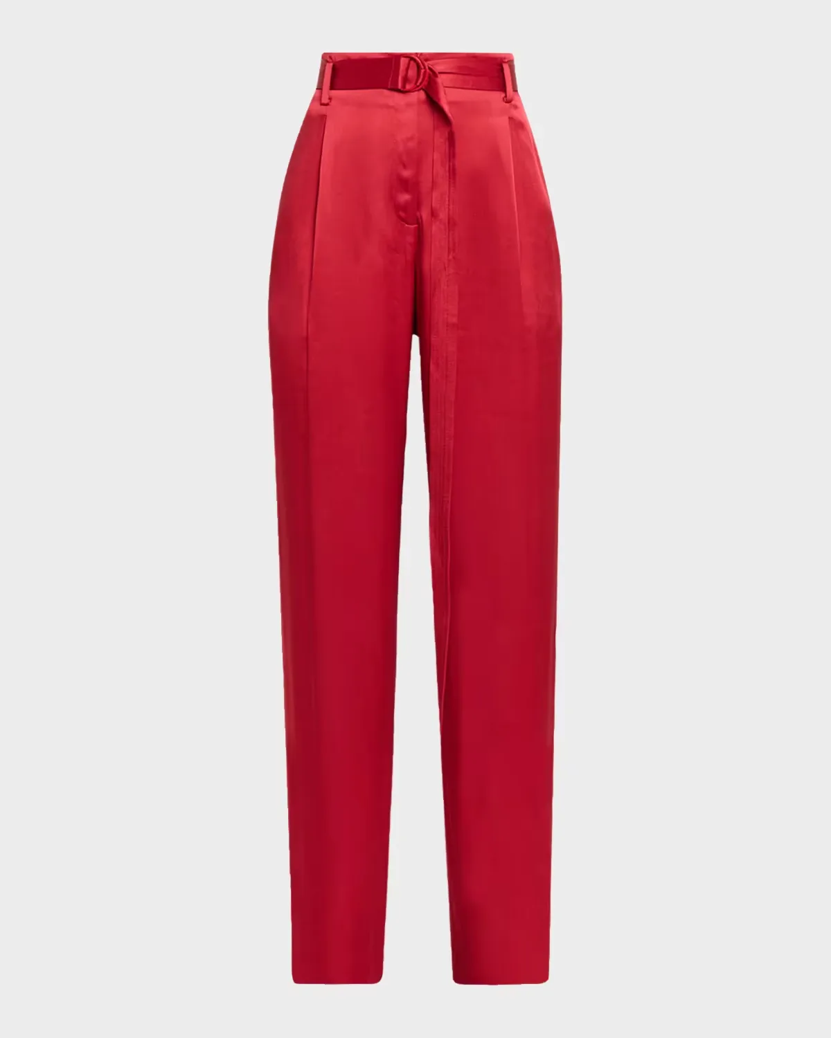 Satin Belted Straight-Leg Pants by LAPOINTE