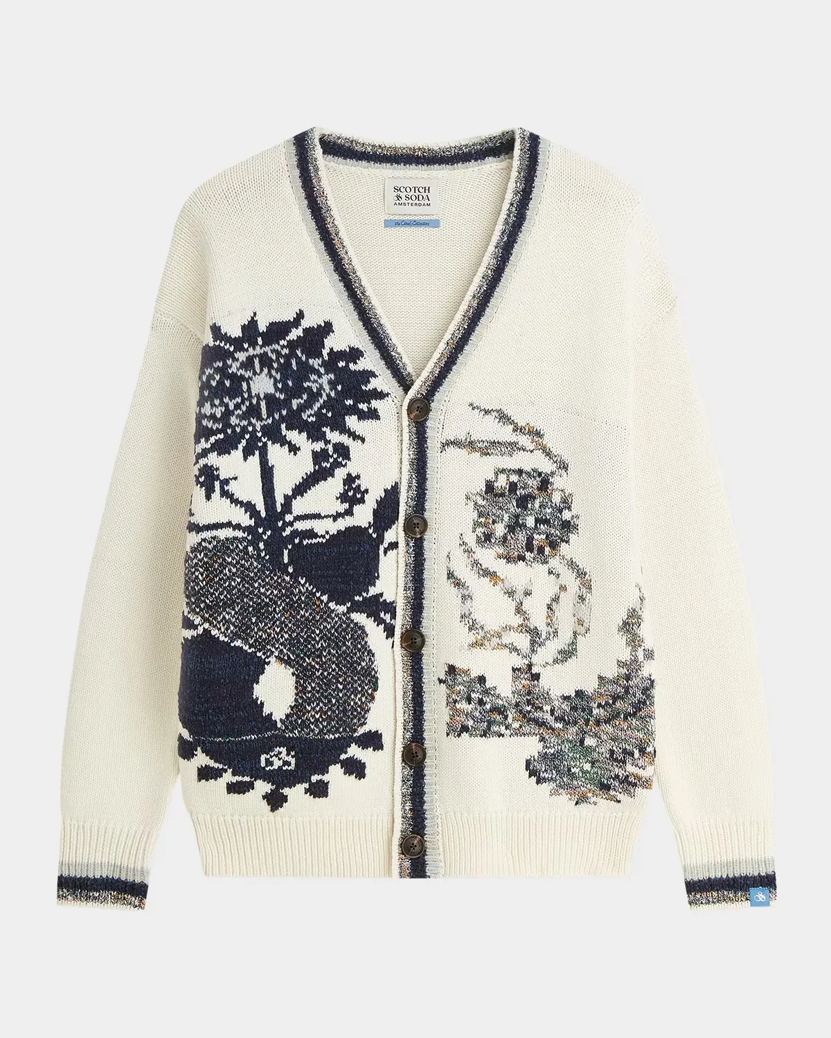 Intarsia Cotton-Blend Cardigan by Scotch & Soda