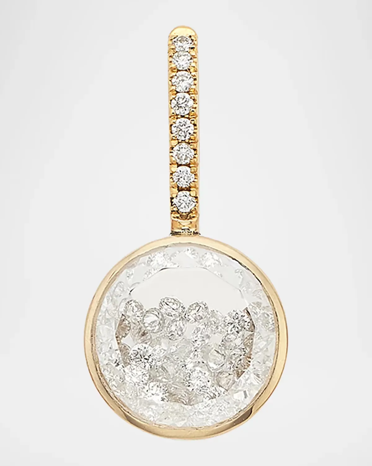 Naipe Circle Charm 18K Yellow Gold and 0.39 TCW Diamond Shaker Pendant by Moritz Glik