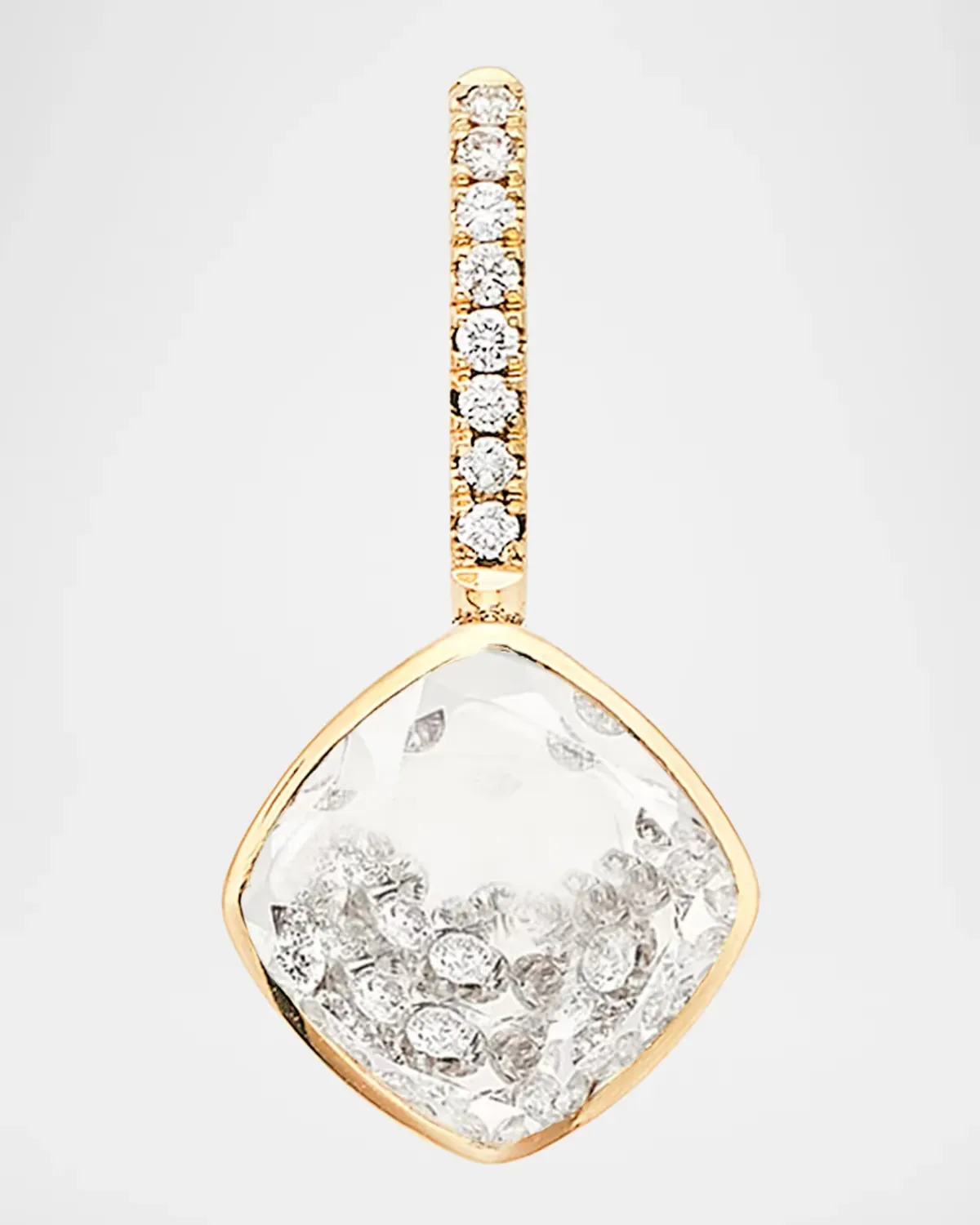 Naipe Cushion Charm 18K Yellow Gold and 0.34 TCW Diamond Shaker Pendant by Moritz Glik
