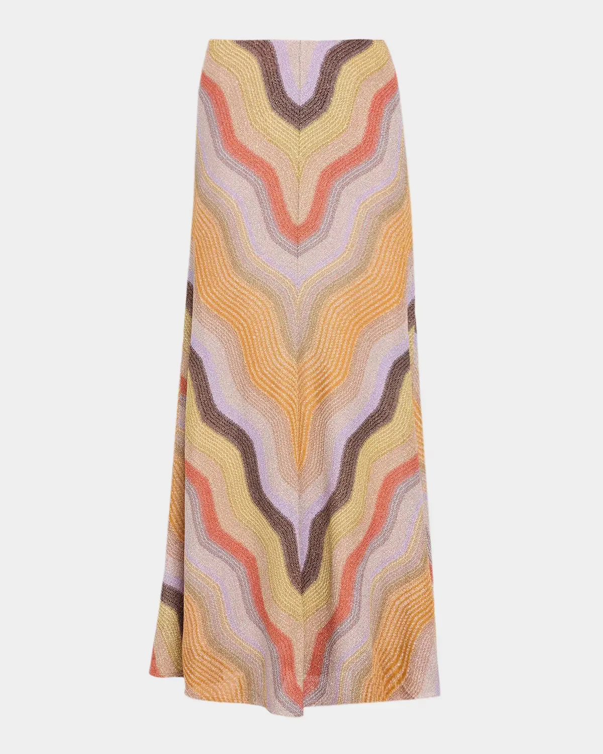 Metallic Chevron Maxi A-Line Skirt by Missoni