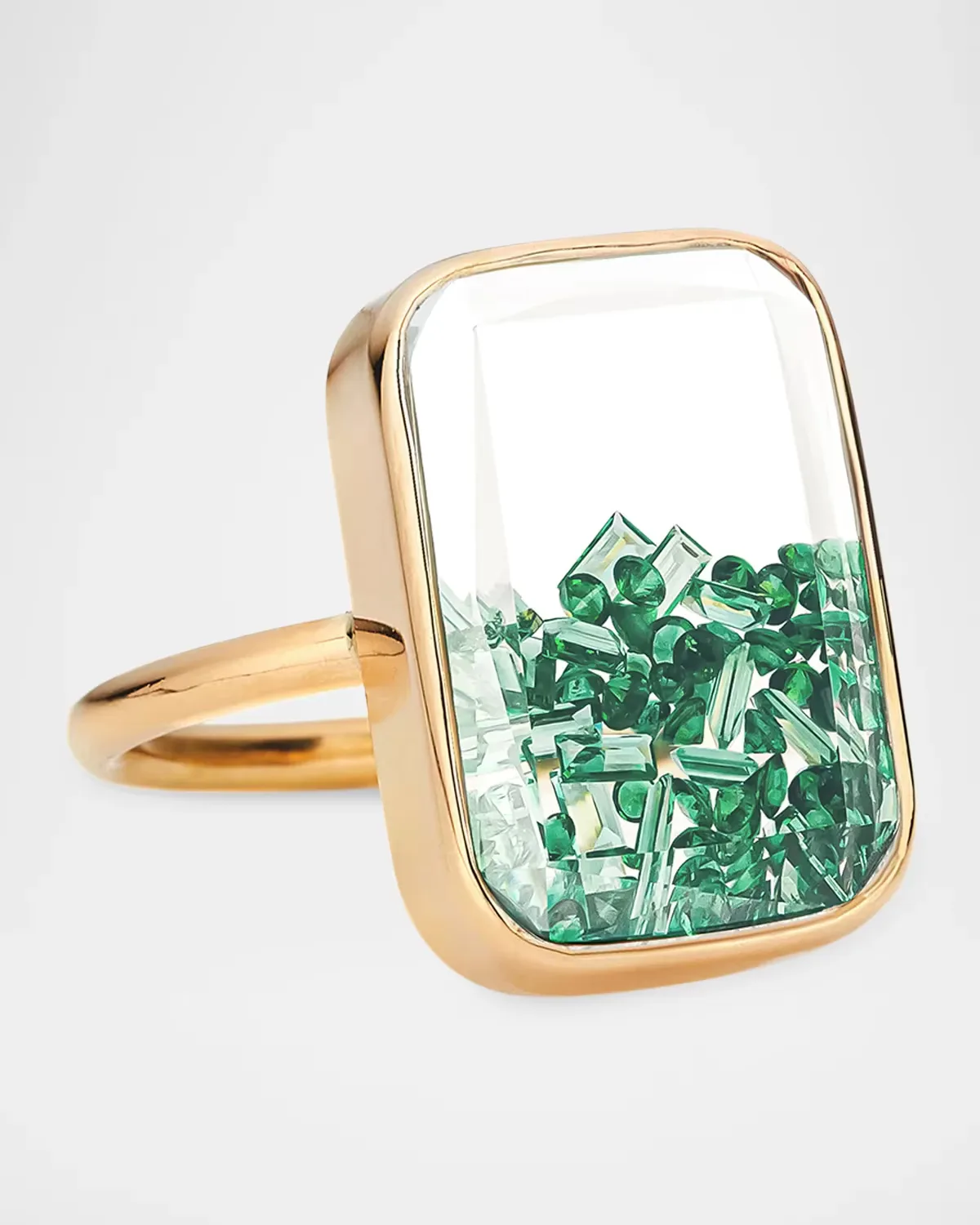 18K Yellow Gold and Emerald Shaker Ring by Moritz Glik