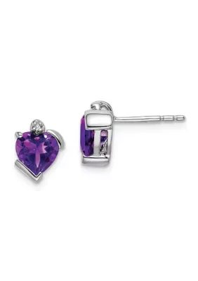 1.46 ct. t.w. Amethyst and 1/10 ct. t.w. Diamond Heart Earrings in 14K White Gold by Belk & Co