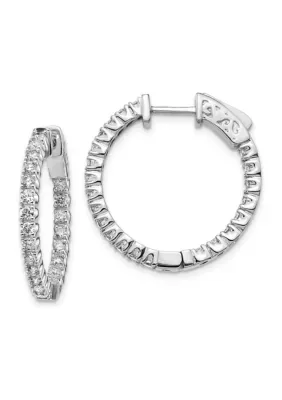 1.232 ct. t.w. Diamond Round Hoop with Safety Clasp Earrings in 14K Gold by Belk & Co