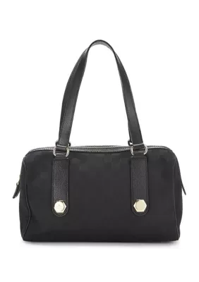 Gucci Black GG Canvas Small Charmy Boston Bag by What Goes Around Comes Around