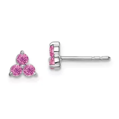 1/3 ct. t.w. Lab Created Sapphire Triangle Earrings in 14K White Gold by Belk & Co
