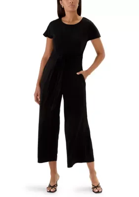 Short Sleeve Solid Crepe Jumpsuit by Robbie Bee