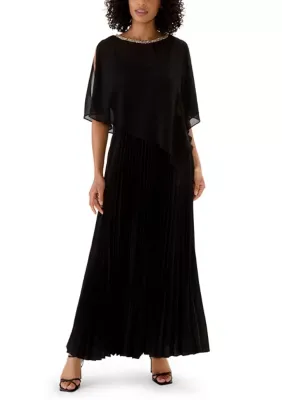 Rhinestone Cape Maxi Dress by Msk