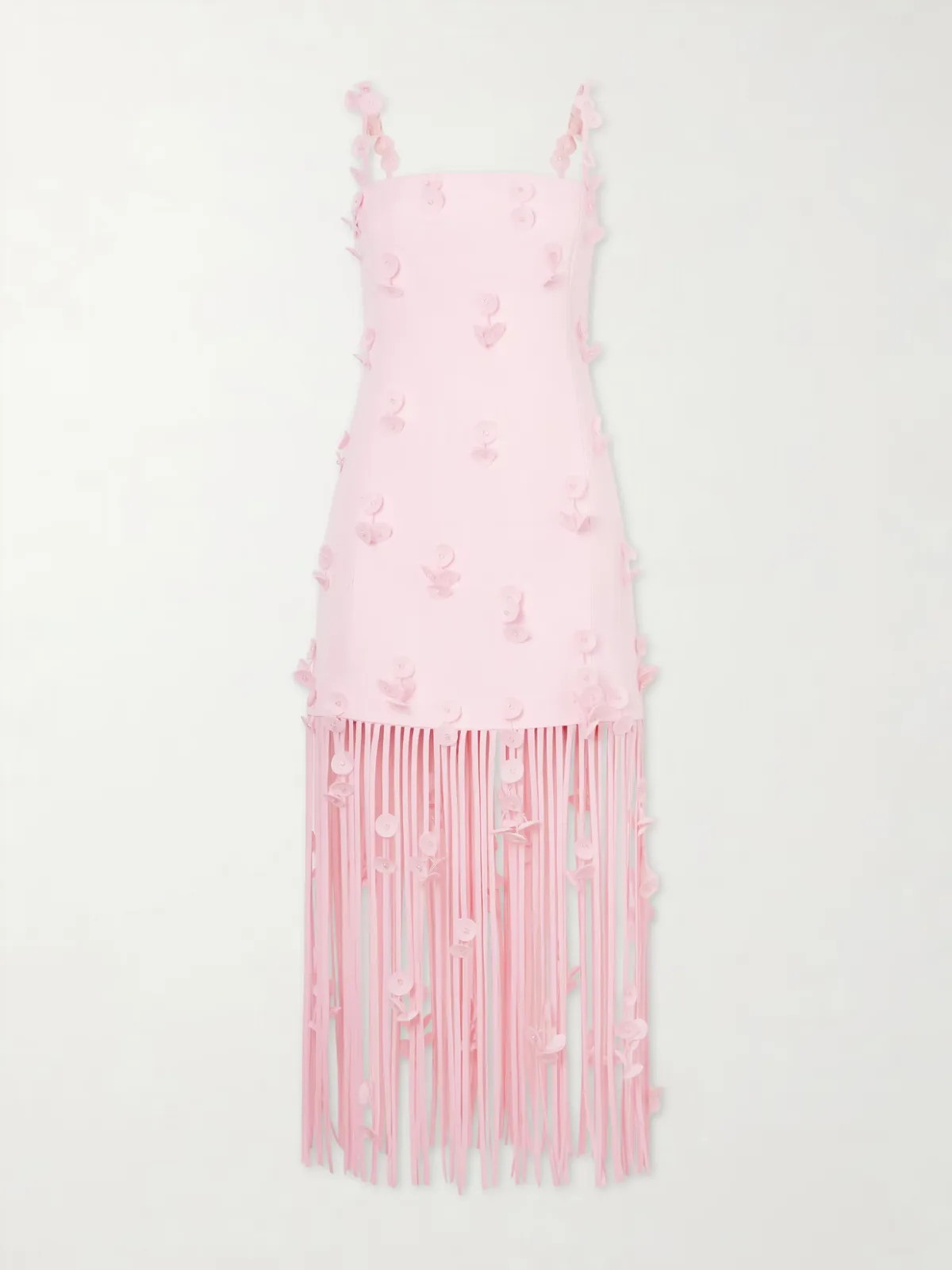 - Juliana Embellished Fringed Linen-blend Midi Dress -