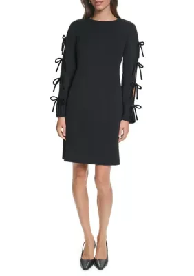 Scuba Crepe Sheath Dress with Velvet Bow Detail by Karl Lagerfeld
