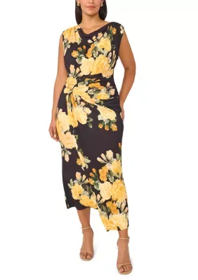 Floral Printed Ponte Sheath Dress by Msk