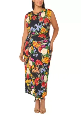 Sleeveless Floral Printed Ponte Sheath Dress by Msk