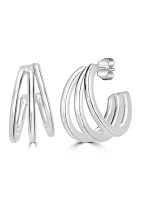 Fine Plated Triple-Loop Hoop Earrings by Belk Silverworks