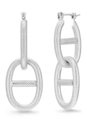 Fine Plated Double-Link Drop Hoop Earrings by Belk Silverworks
