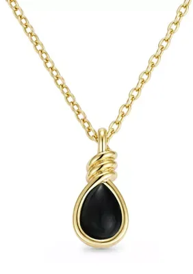 Gold Plated Teardrop Twisted Bezel Pendant Necklace, 18 In by Belk Silverworks