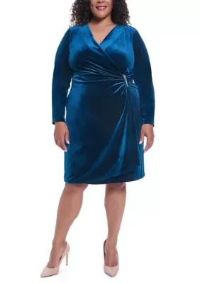 Long Sleeve Velvet Sheath Dress by Calvin Klein