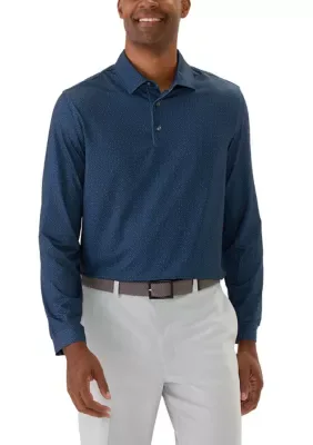 Long Sleeve Printed Polo Shirt by Greg Norman Collection