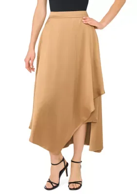 Ruffle Asymmetrical Satin Skirt by Vince Camuto