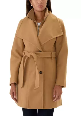 Faux Wool Wrap Coat with Bib by Calvin Klein