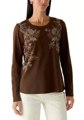 Long Sleeve Embroidered T-Shirt by Wonderly