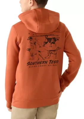 Hunting Dogs Fleece Hoodie by Ocean  Coast