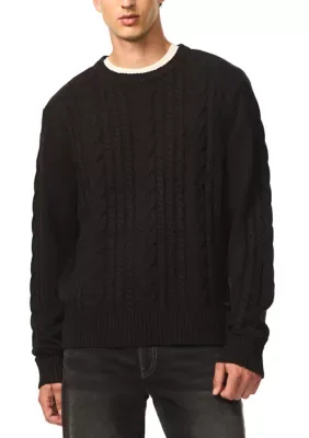 Wicap Cable Knit Crew Neck Sweater by Buffalo David Bitton